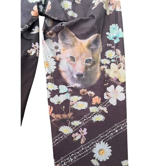 Teeki Flowers and Fox leggings size medium yoga lounge stretchy flattering light - Picture 5 of 5